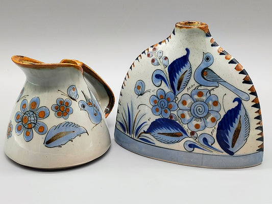 Original El Palomar Mexiko Keramik Set Handbemalte Vase & Krug von Ken Edwards