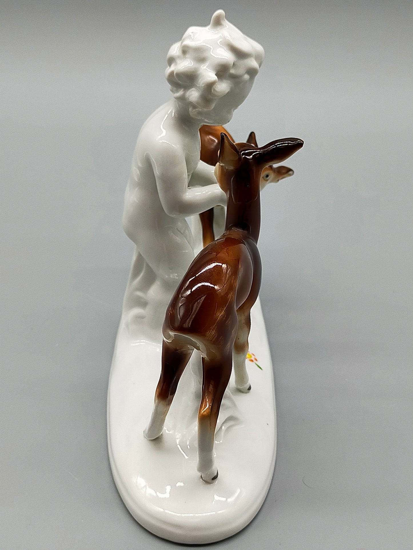 Gräfenthal Porzellan Figur Putto mit zwei Rehen