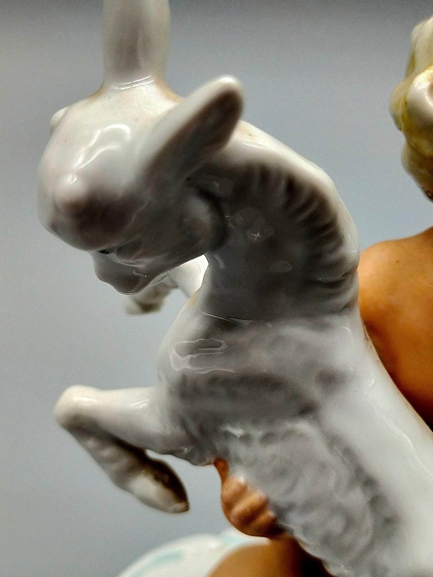 Schaubach Kunst Porzellan Figur Knabe mit Ziegenbock Art Déco
