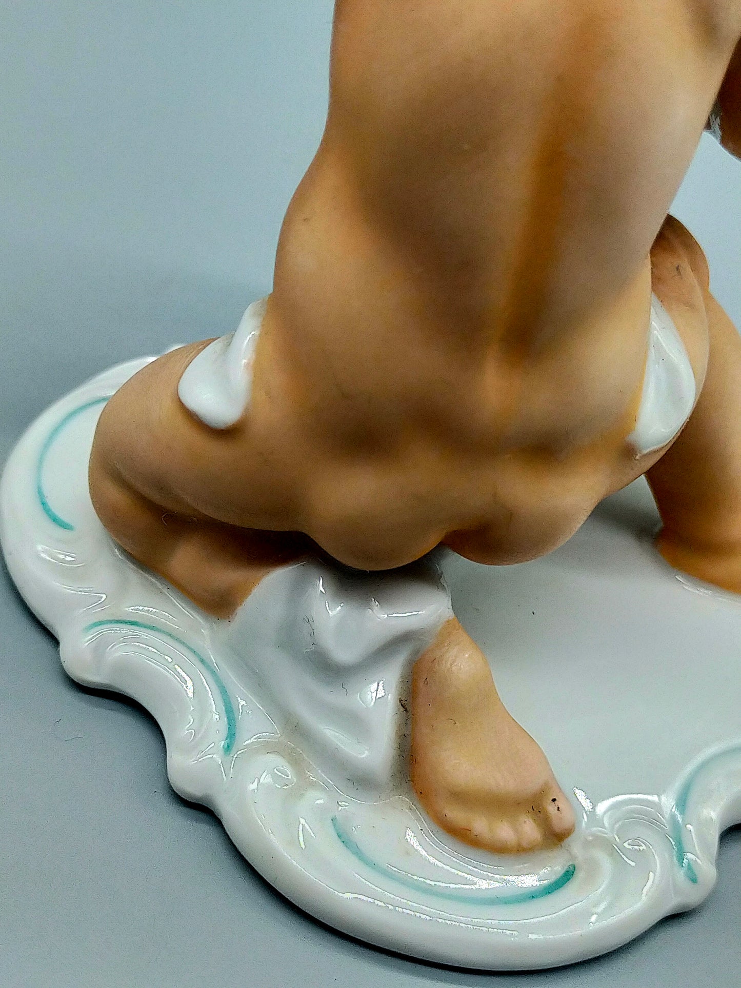 Schaubach Kunst Porzellan Figur Knabe mit Ziegenbock Art Déco