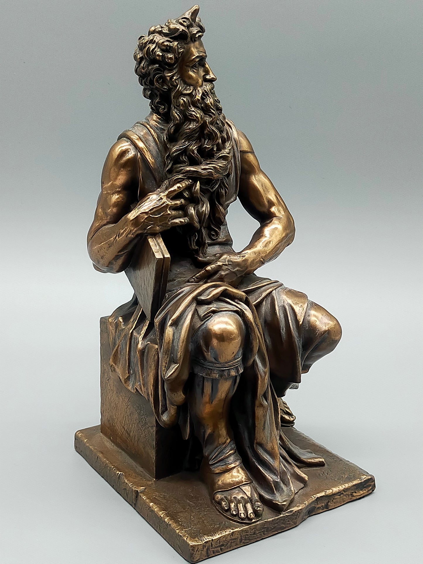 Veronese Moses Bronze Skulptur mit Gesetzestafeln Signiert (1998)
