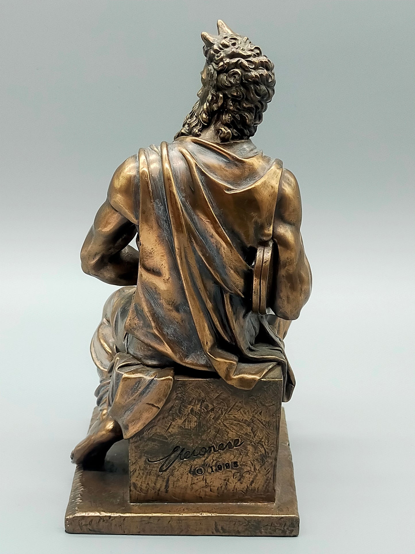 Veronese Moses Bronze Skulptur mit Gesetzestafeln Signiert (1998)