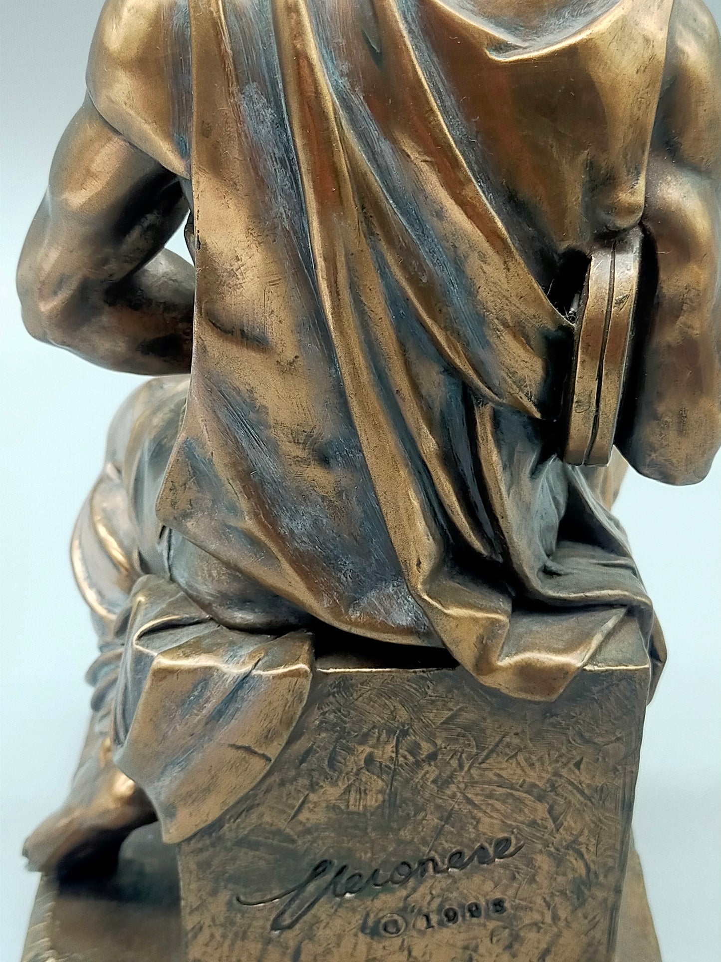 Veronese Moses Bronze Skulptur mit Gesetzestafeln Signiert (1998)