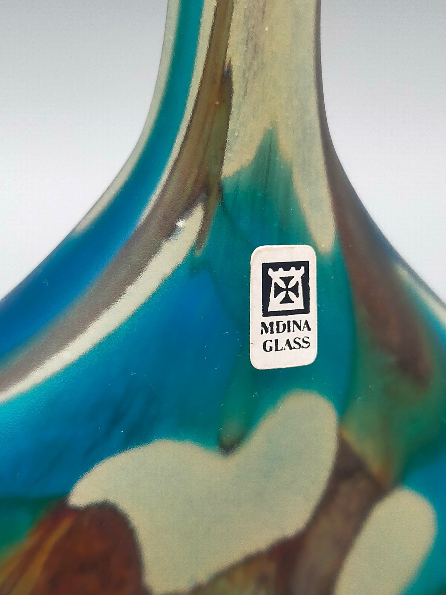 Exklusive Mdina Glass Malta Designer Vase Farbenprächtiges Studioglas