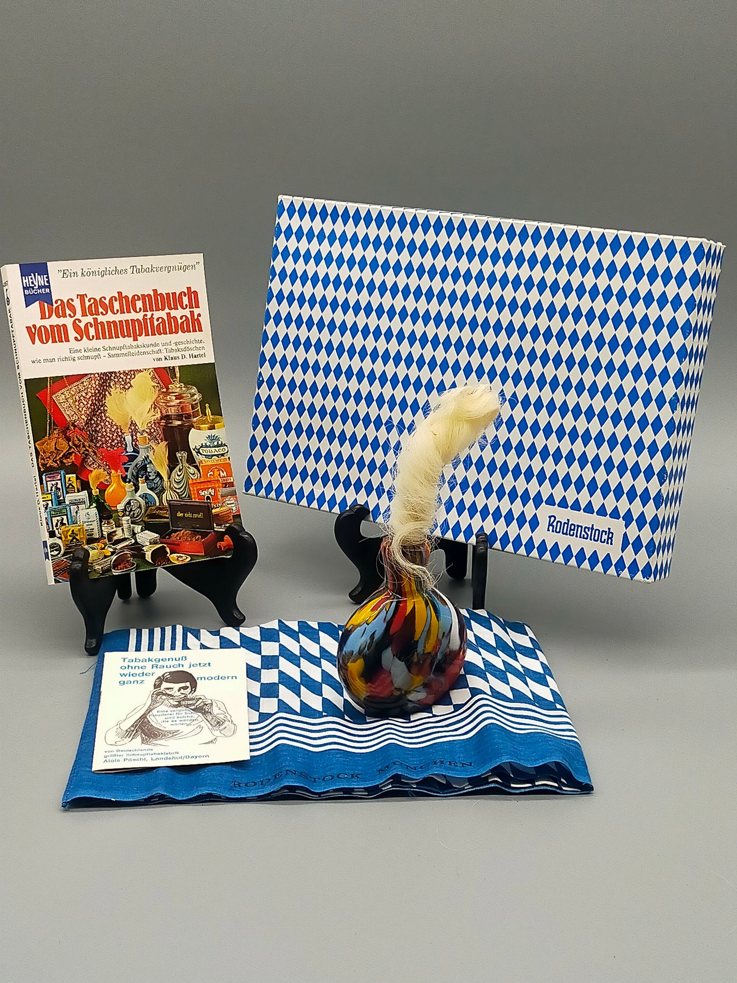 Rodenstock Schnupftabak Set Buntes Murano Stil Glas in OVP