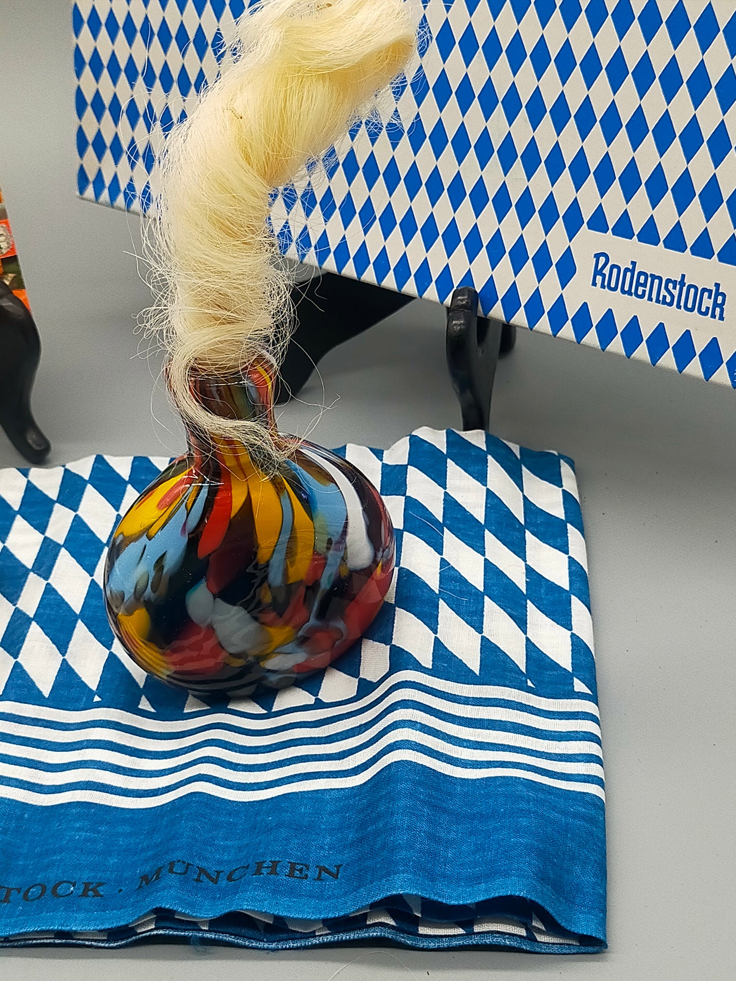 Rodenstock Schnupftabak Set Buntes Murano Stil Glas in OVP