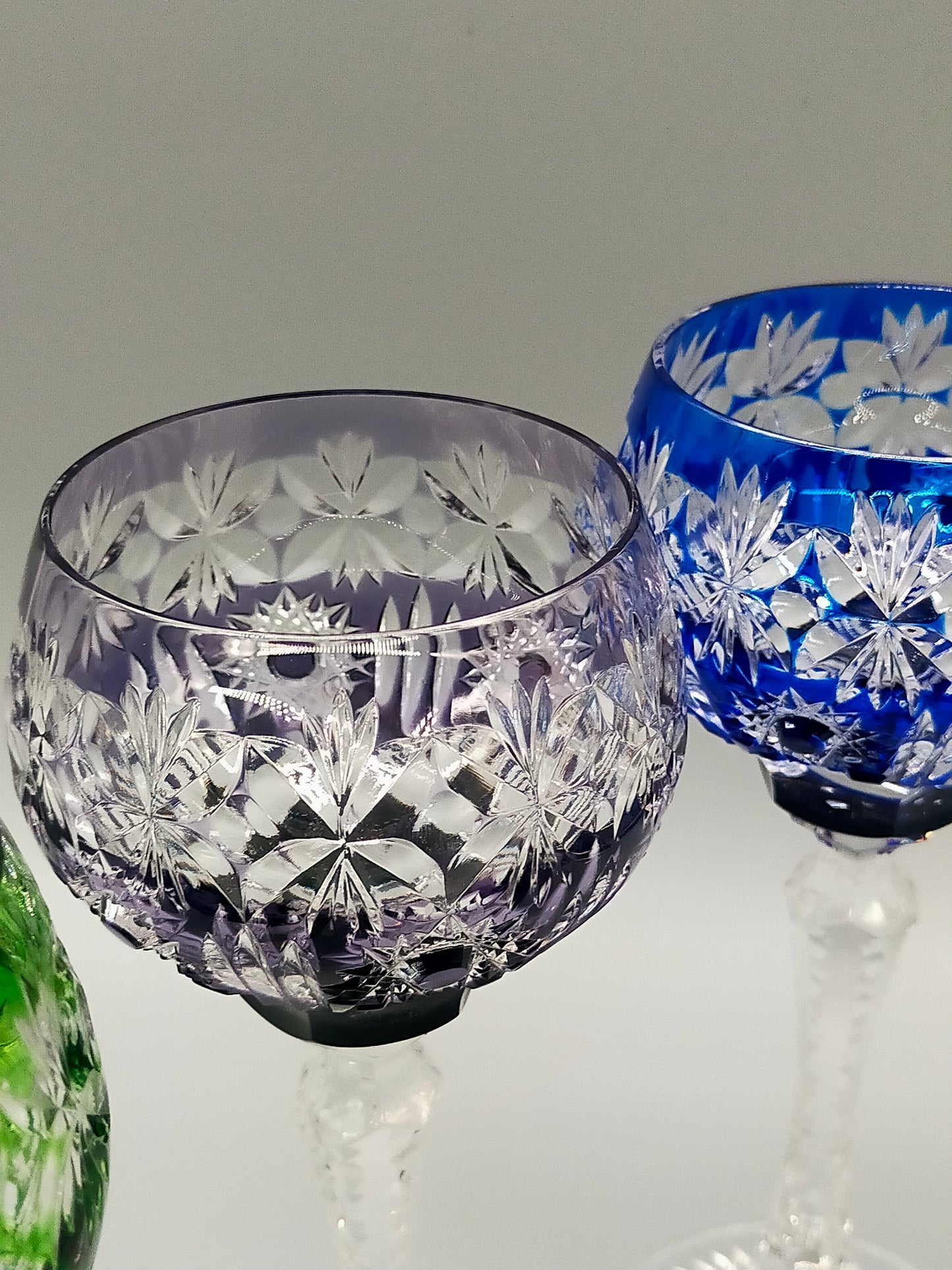 6er Set Bunte Kristall Römer Gläser Edler Diamantschliff