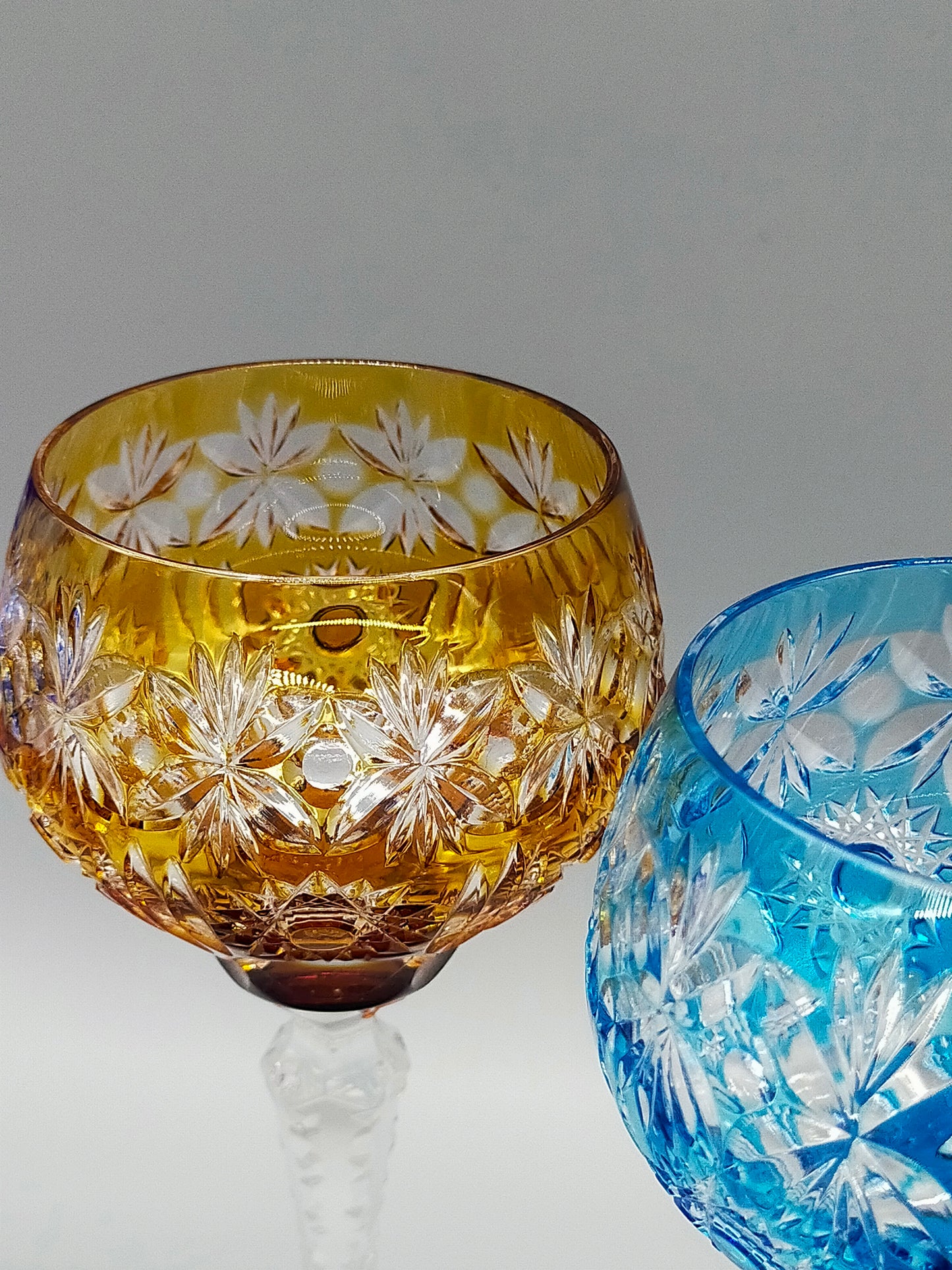 6er Set Bunte Kristall Römer Gläser Edler Diamantschliff