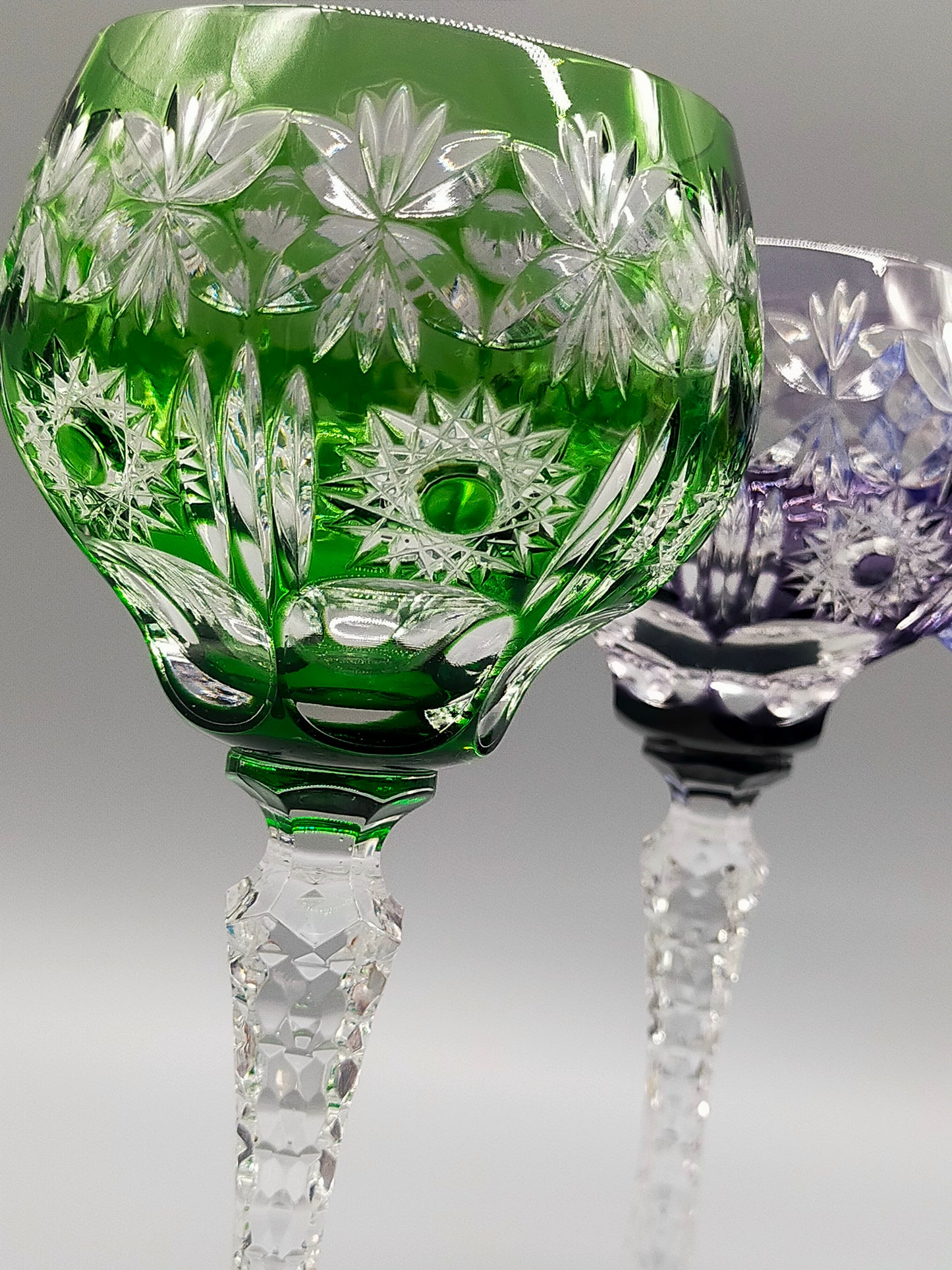 6er Set Bunte Kristall Römer Gläser Edler Diamantschliff