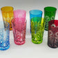 Farbenfrohe Kristall Gläser im Set Buntes Schliffglas Design