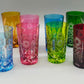 Farbenfrohe Kristall Gläser im Set Buntes Schliffglas Design