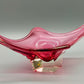 Murano Stil Glas Schale in Magenta Organische Vintage Deko