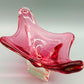 Murano Stil Glas Schale in Magenta Organische Vintage Deko