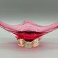 Murano Stil Glas Schale in Magenta Organische Vintage Deko
