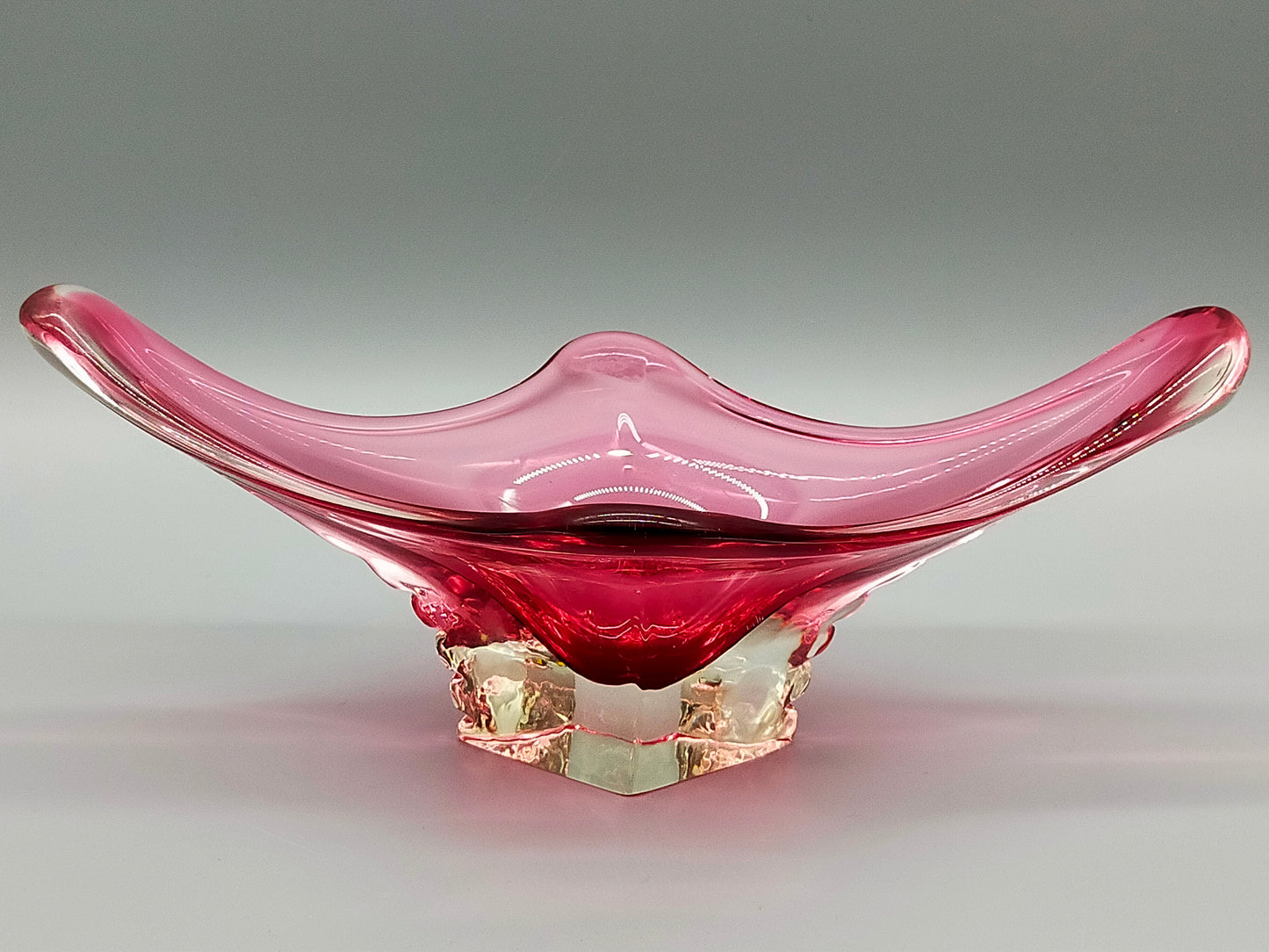 Murano Stil Glas Schale in Magenta Organische Vintage Deko