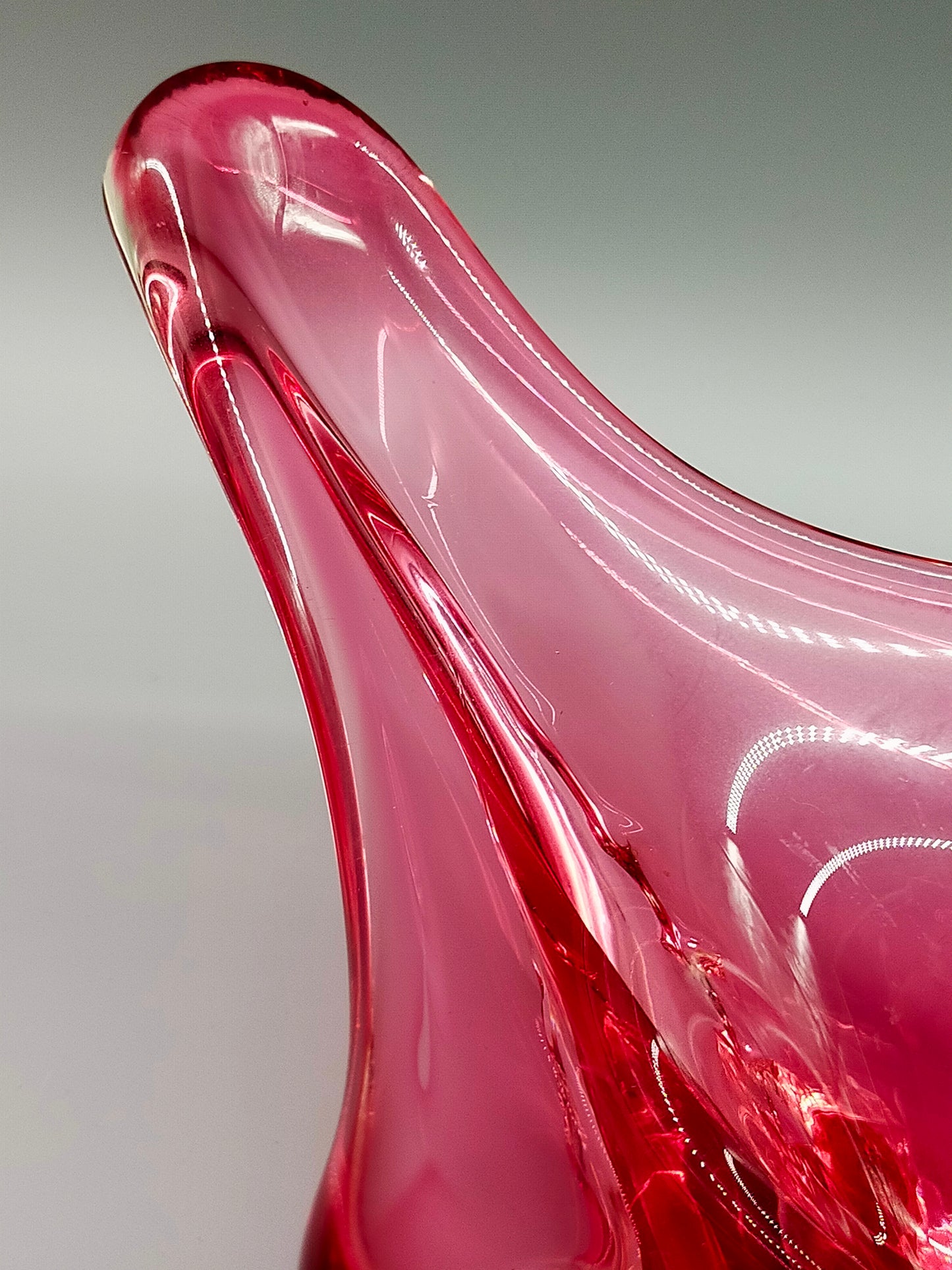 Murano Stil Glas Schale in Magenta Organische Vintage Deko