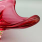 Murano Stil Glas Schale in Magenta Organische Vintage Deko