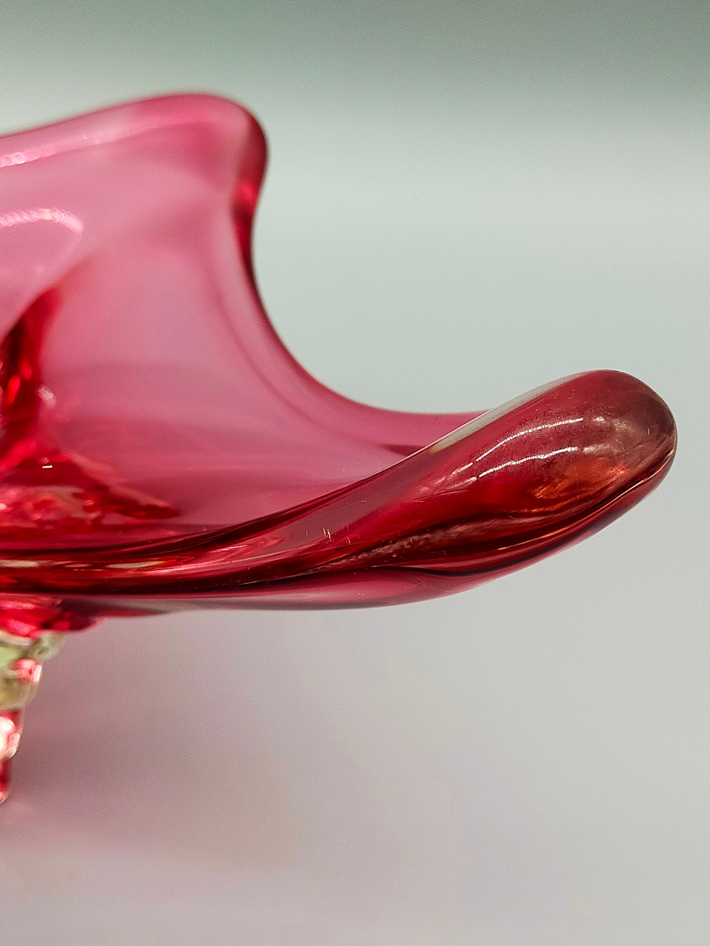 Murano Stil Glas Schale in Magenta Organische Vintage Deko