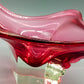 Murano Stil Glas Schale in Magenta Organische Vintage Deko