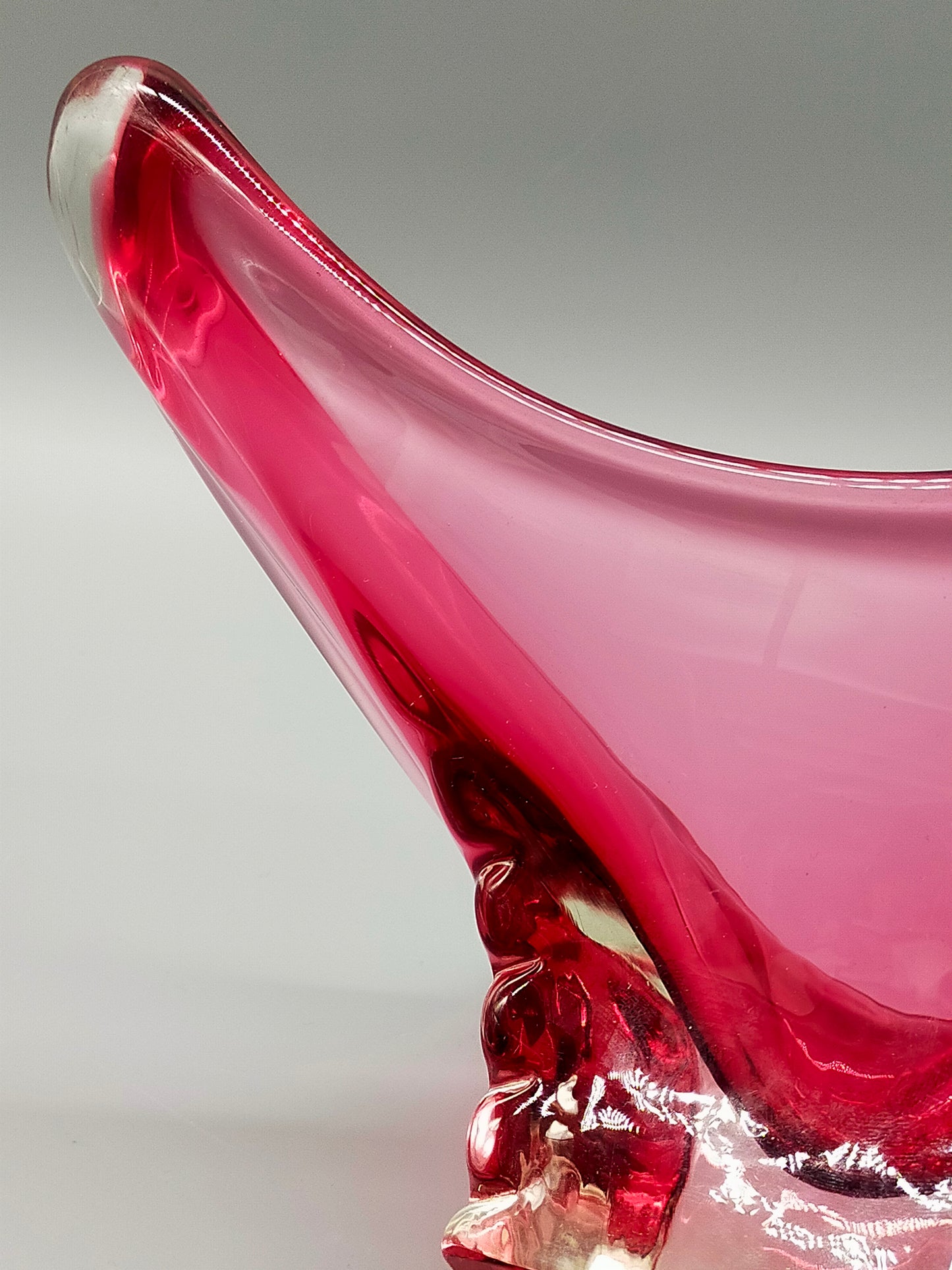 Murano Stil Glas Schale in Magenta Organische Vintage Deko