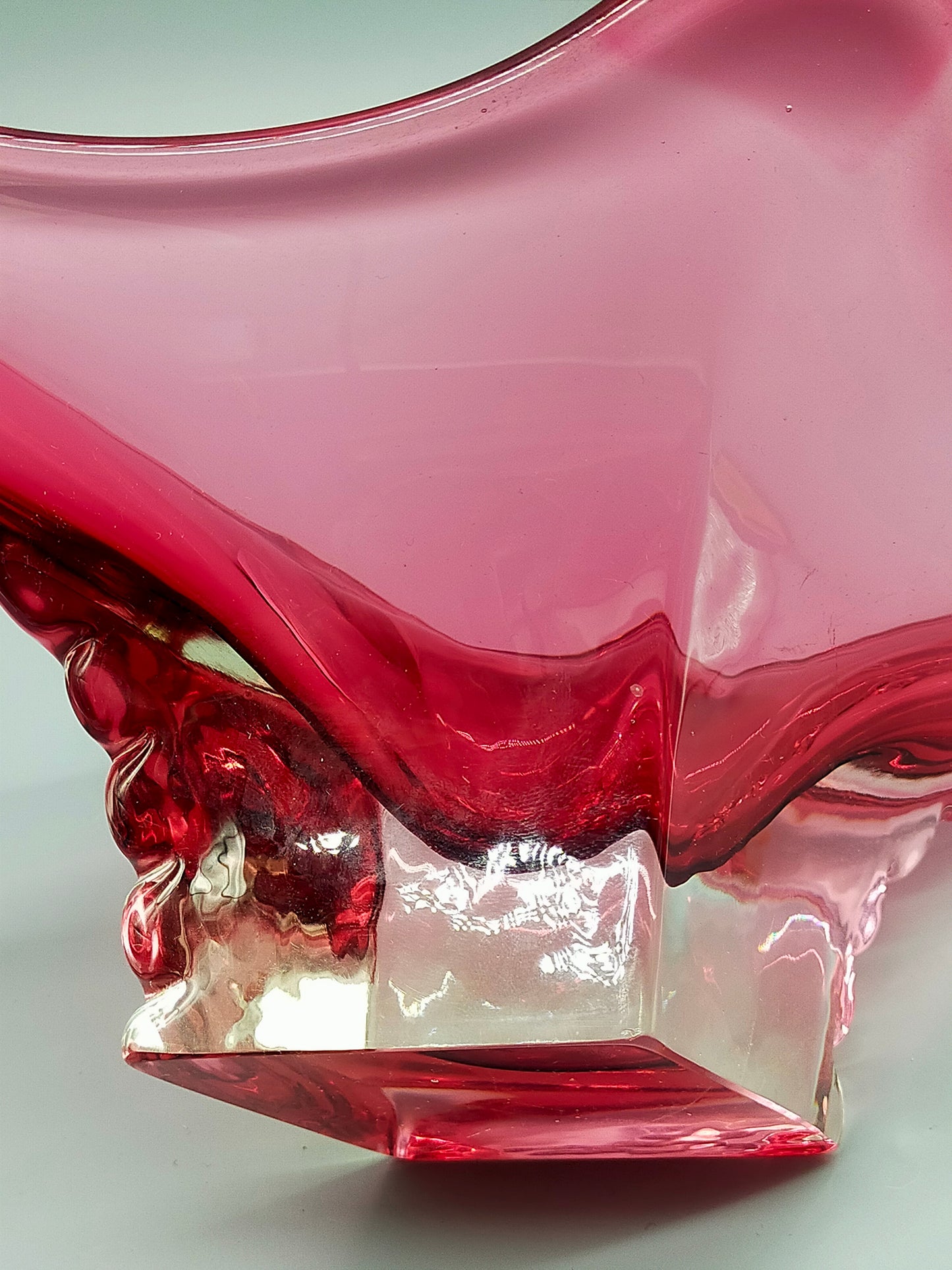 Murano Stil Glas Schale in Magenta Organische Vintage Deko