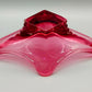 Murano Stil Glas Schale in Magenta Organische Vintage Deko