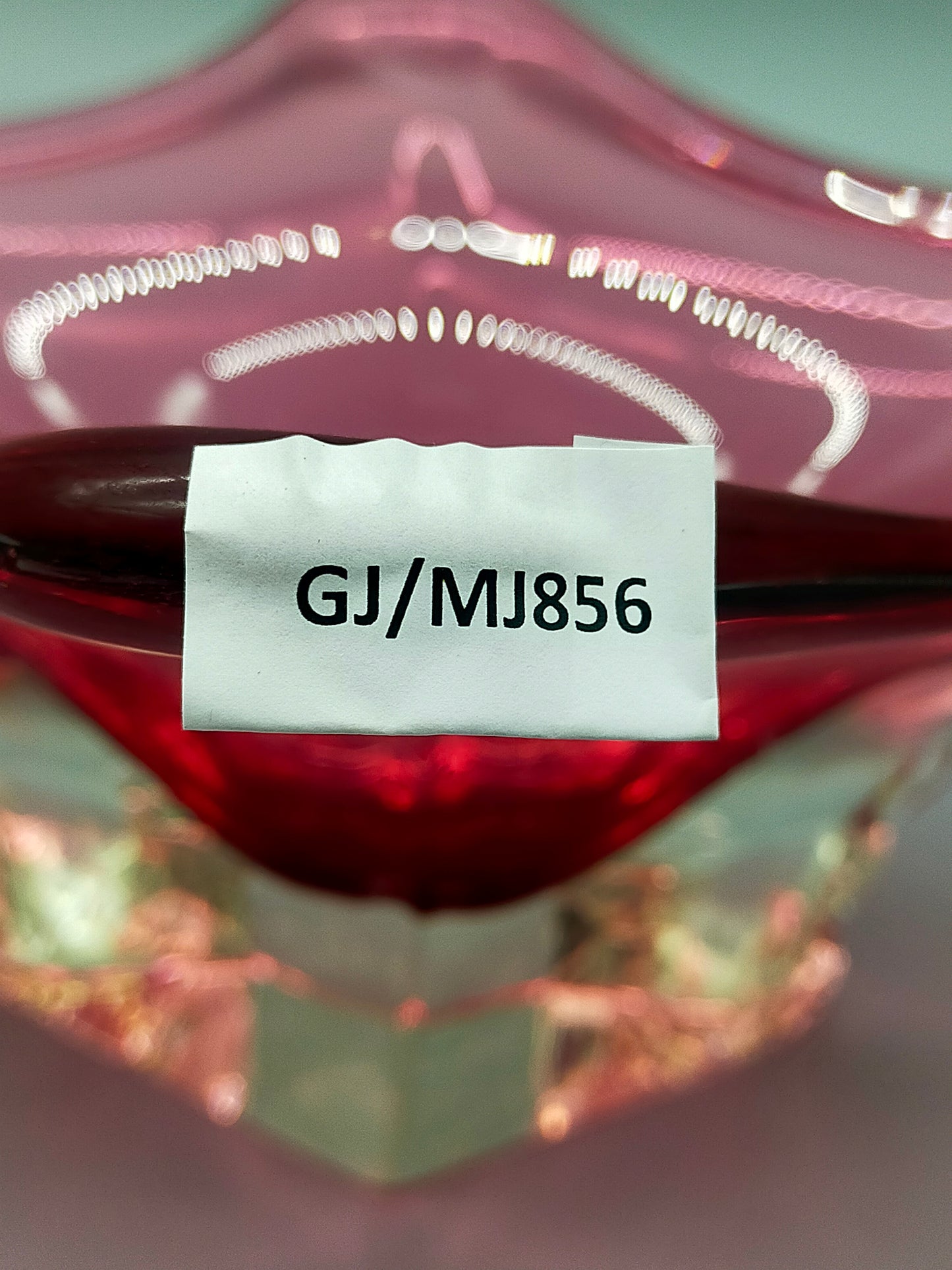 Murano Stil Glas Schale in Magenta Organische Vintage Deko