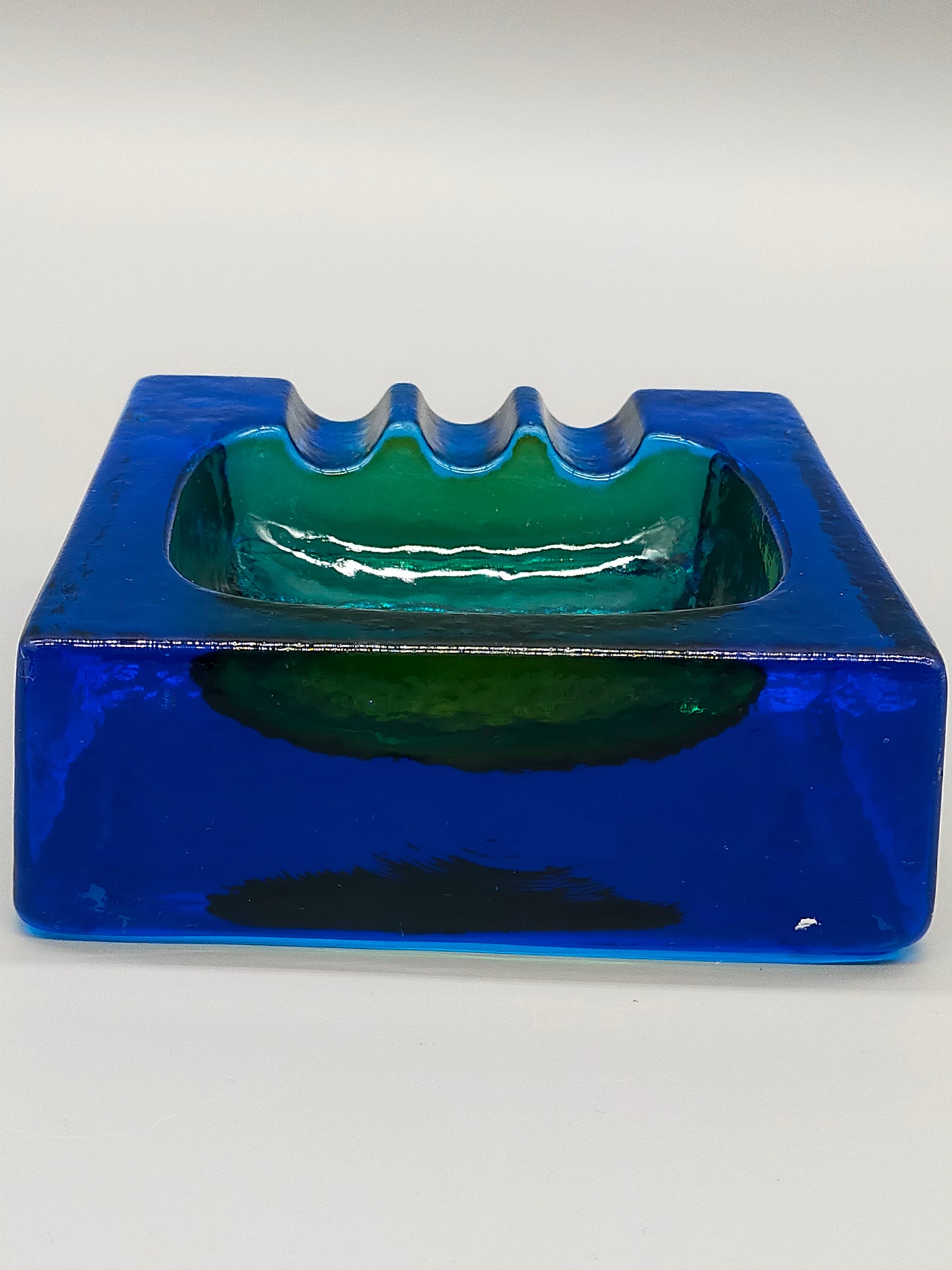 Massiver Murano Glas Aschenbecher Vintage Sommerso Design