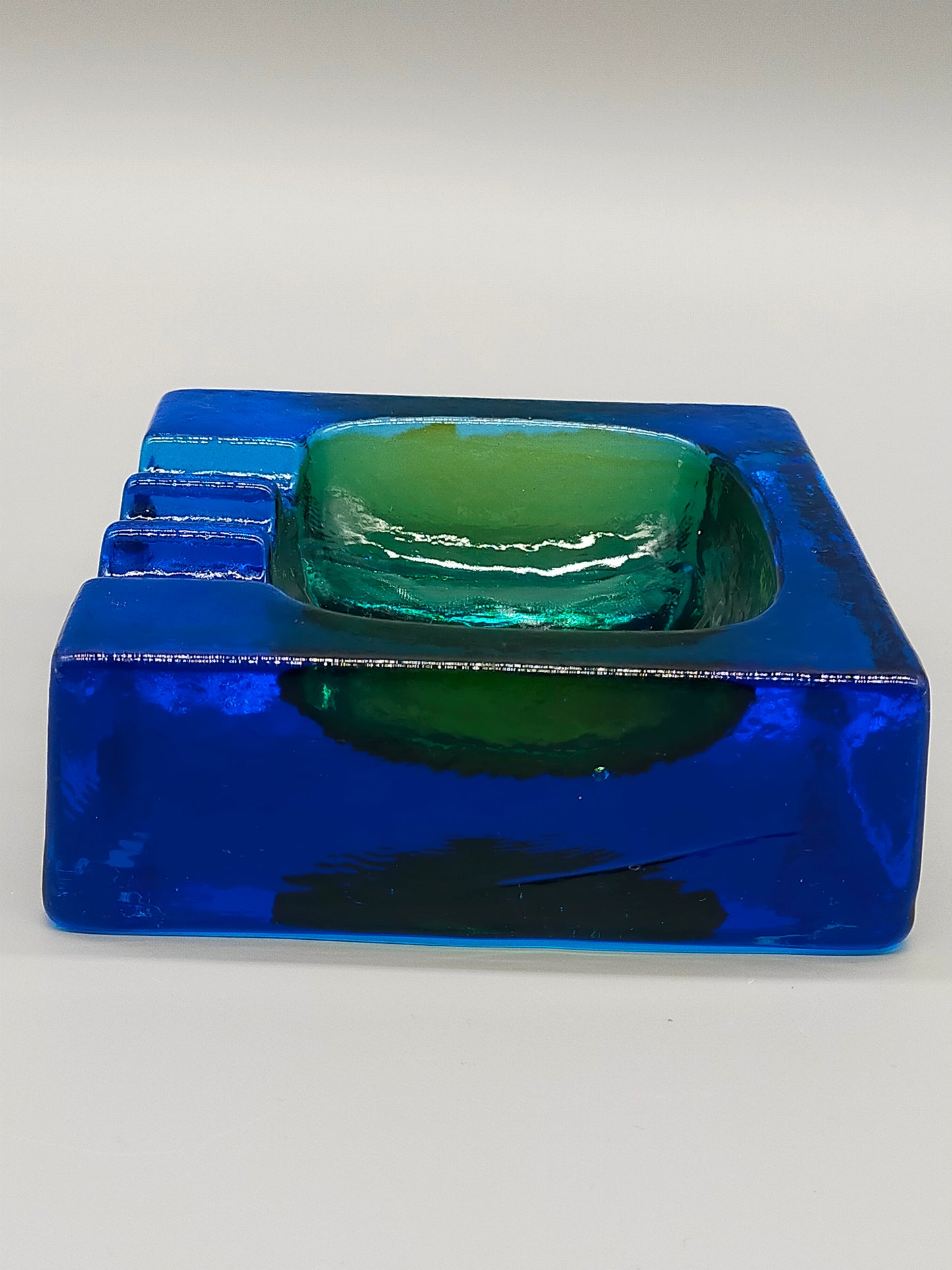 Massiver Murano Glas Aschenbecher Vintage Sommerso Design
