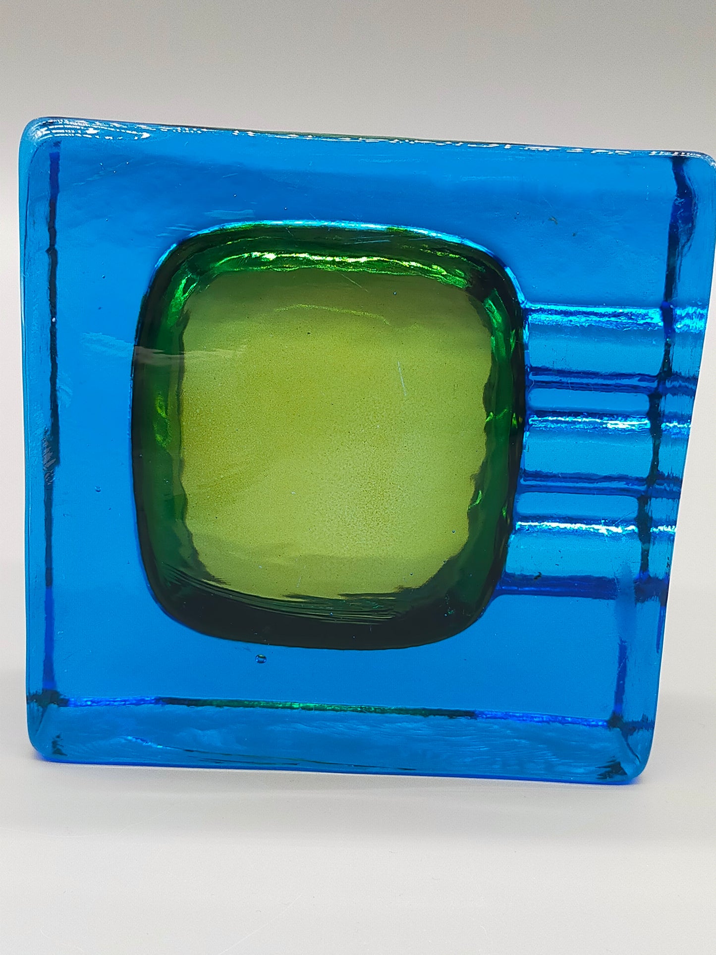Massiver Murano Glas Aschenbecher Vintage Sommerso Design