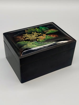 Asiatisches Lackdosen Set (4-teilig) Elegante Stapelboxen mit Landschaft