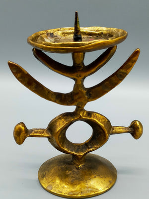Brutalistischer Messing Kerzen Ständer Abstraktes MidCentury Design
