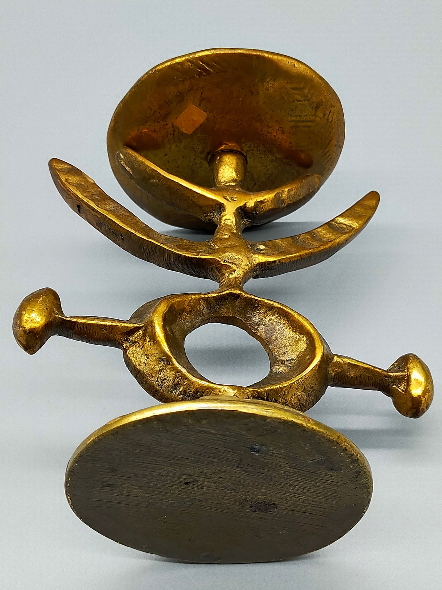 Brutalistischer Messing Kerzen Ständer Abstraktes MidCentury Design