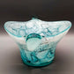 Elegante Murano Kunstglas Schale Türkis mit Craquelé-Optik Design