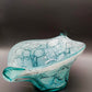 Elegante Murano Kunstglas Schale Türkis mit Craquelé-Optik Design