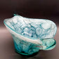 Elegante Murano Kunstglas Schale Türkis mit Craquelé-Optik Design