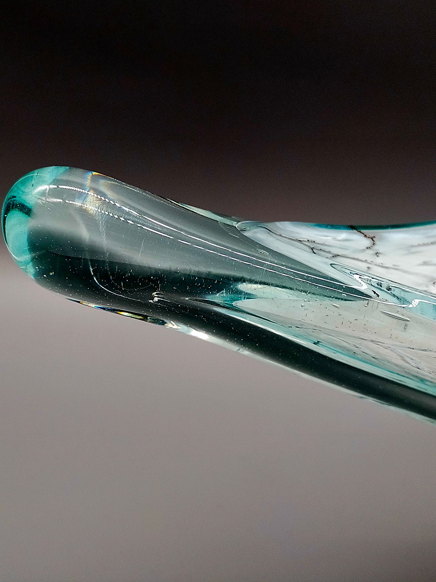 Elegante Murano Kunstglas Schale Türkis mit Craquelé-Optik Design