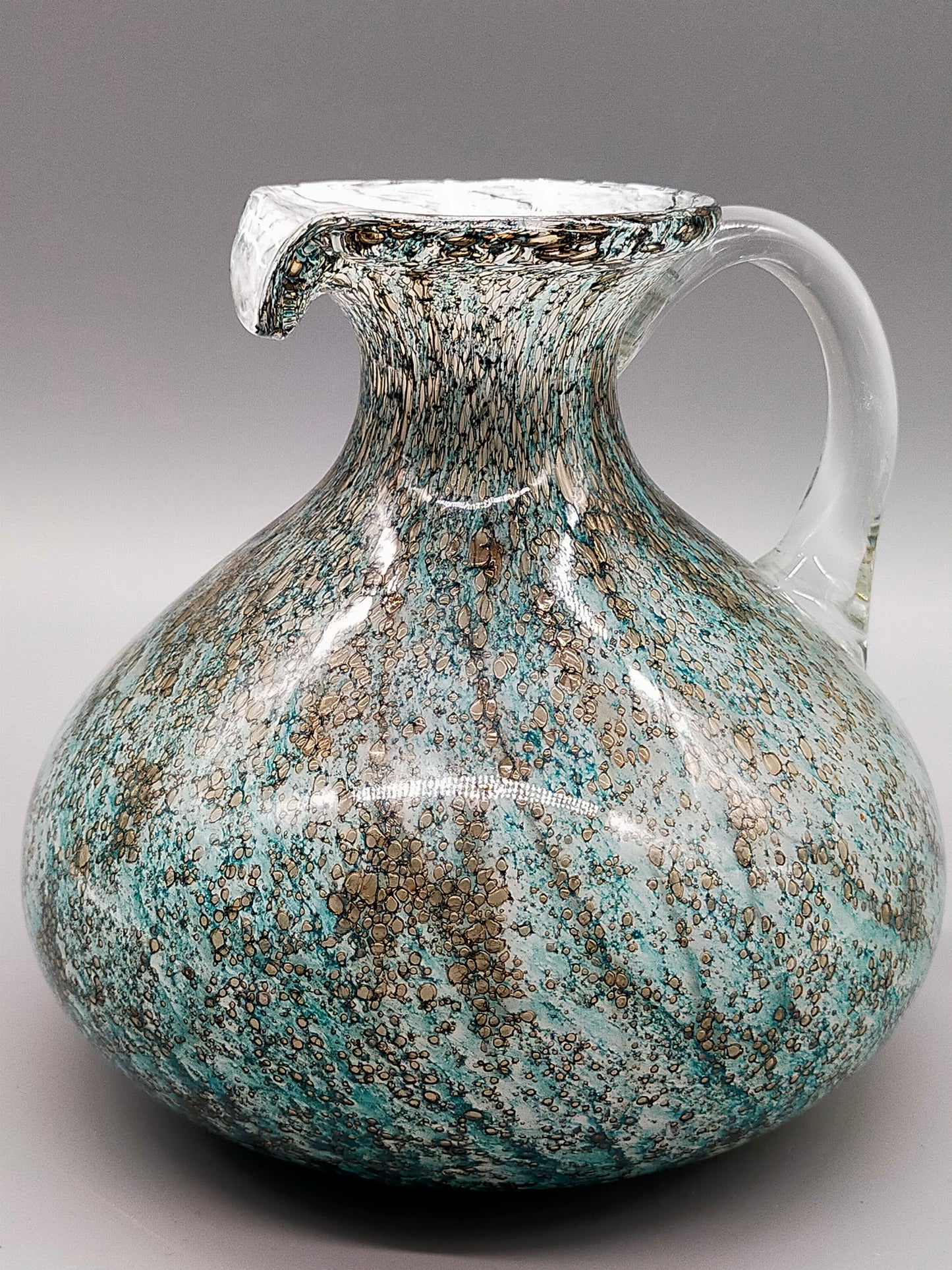 Murano Stil Glas Krug in Türkis Kunstvoller Krug mit Henkel