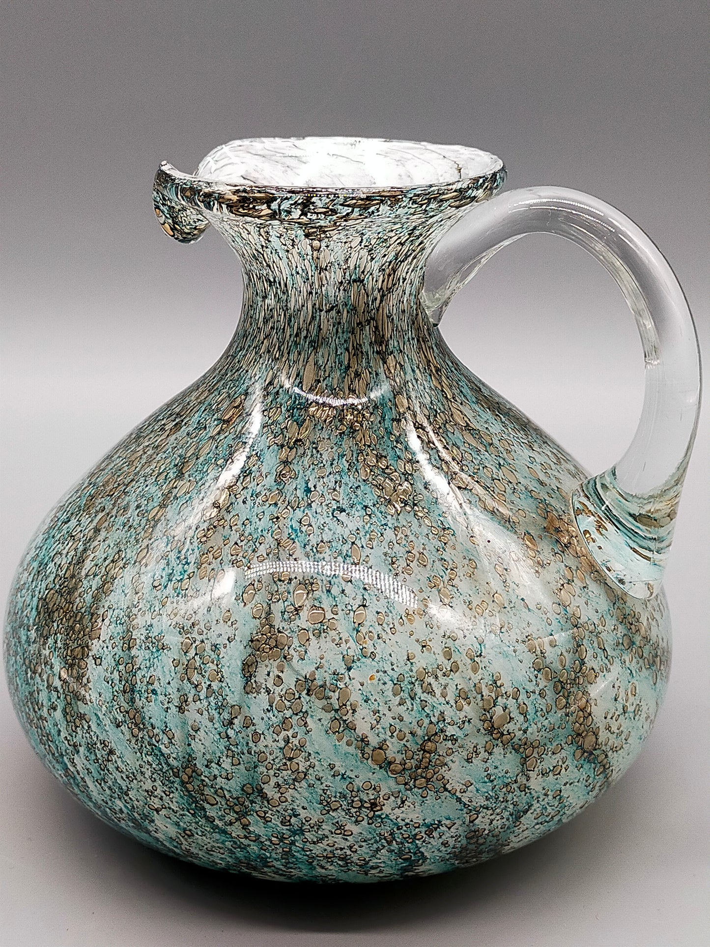 Murano Stil Glas Krug in Türkis Kunstvoller Krug mit Henkel