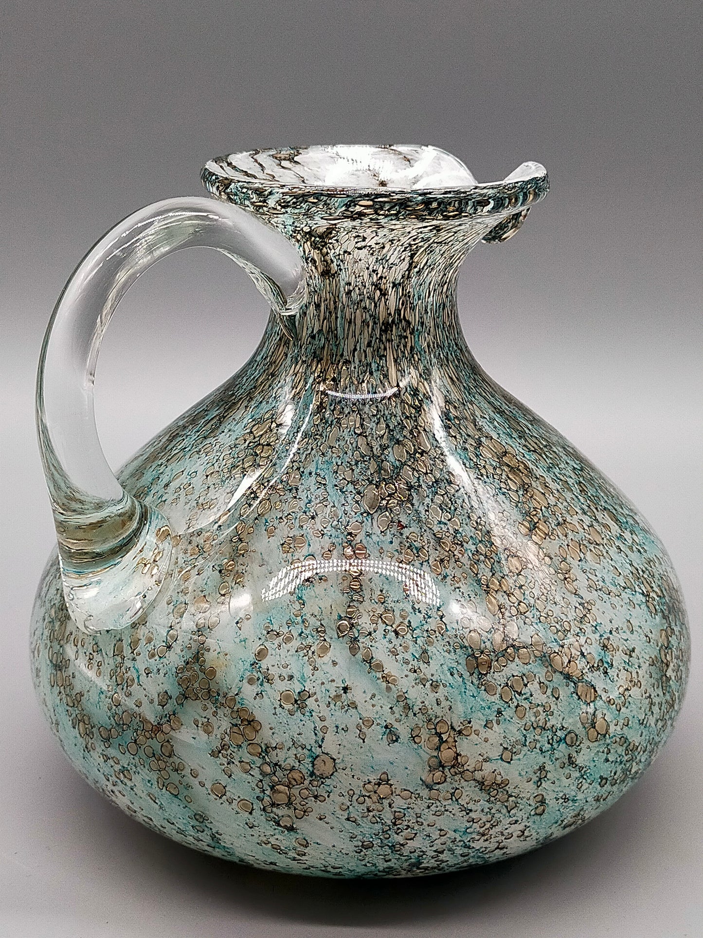 Murano Stil Glas Krug in Türkis Kunstvoller Krug mit Henkel