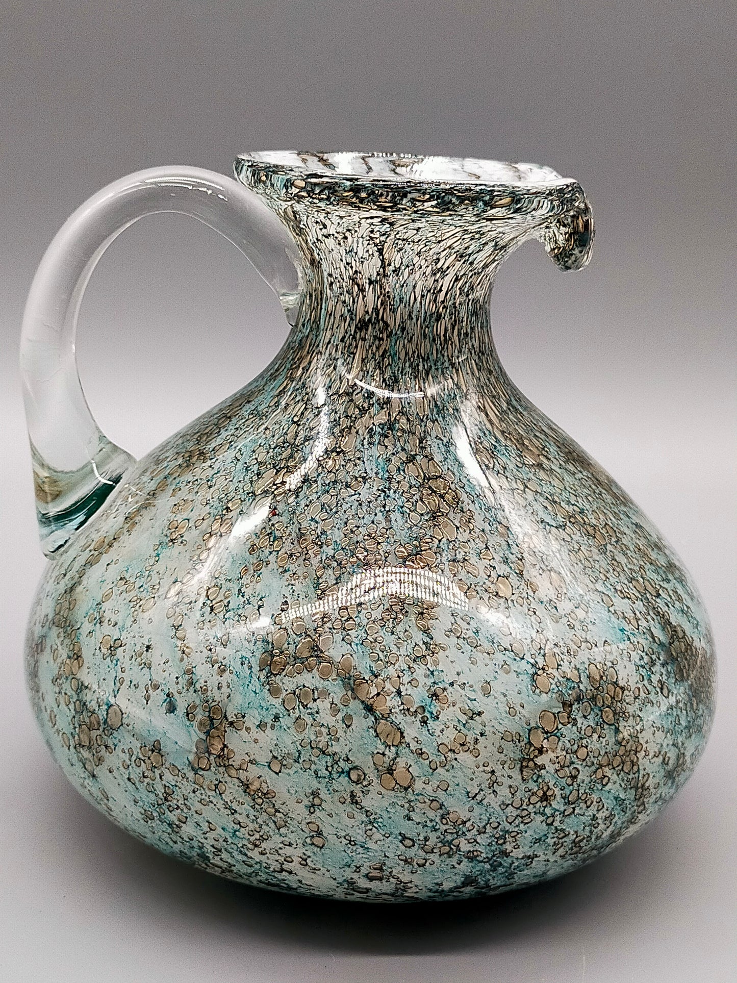Murano Stil Glas Krug in Türkis Kunstvoller Krug mit Henkel