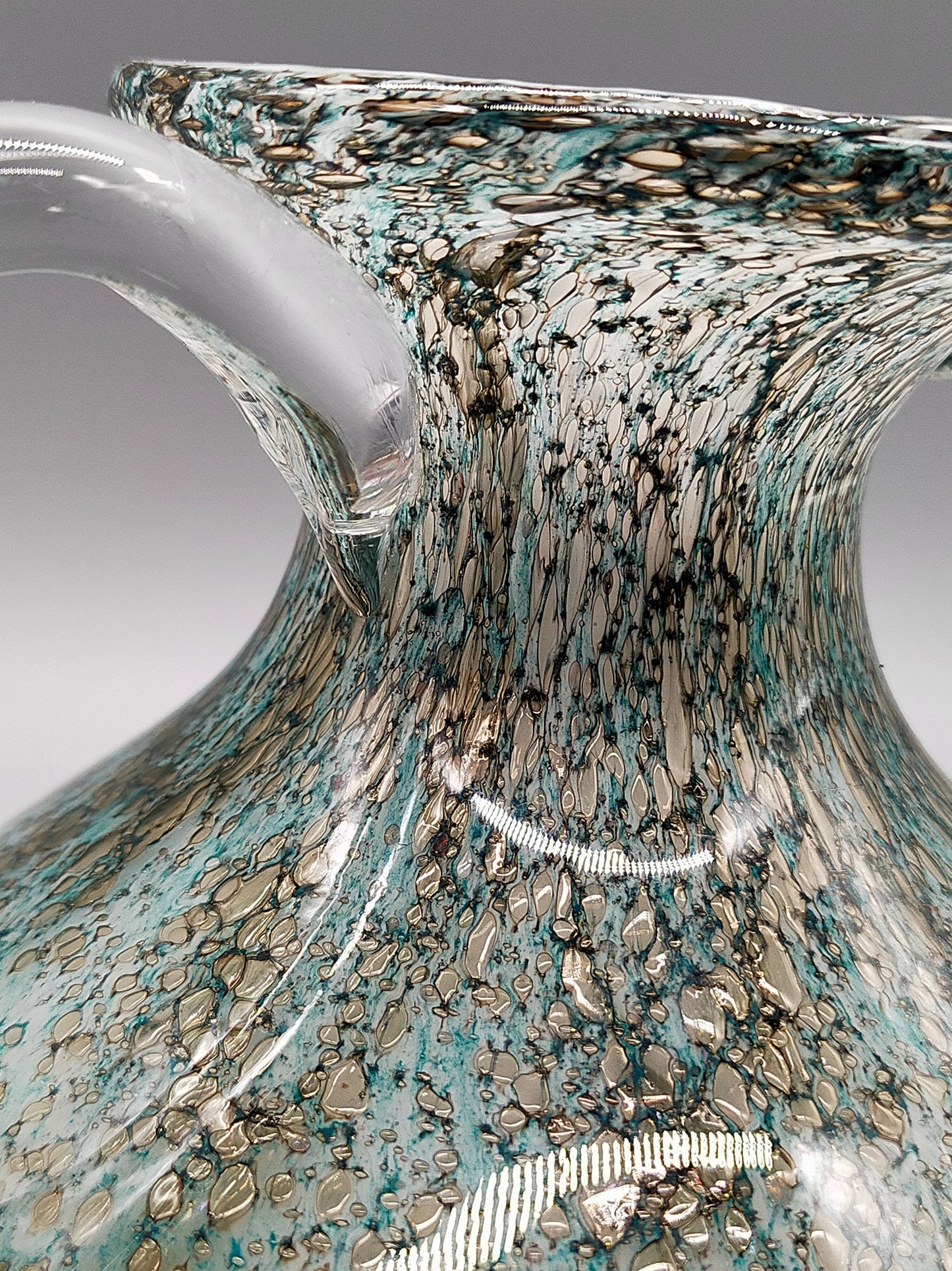 Murano Stil Glas Krug in Türkis Kunstvoller Krug mit Henkel