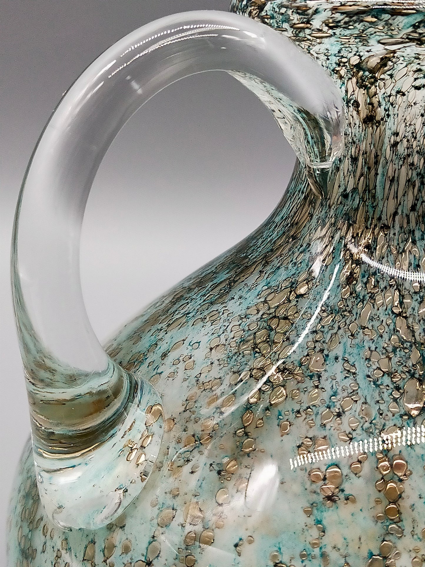Murano Stil Glas Krug in Türkis Kunstvoller Krug mit Henkel