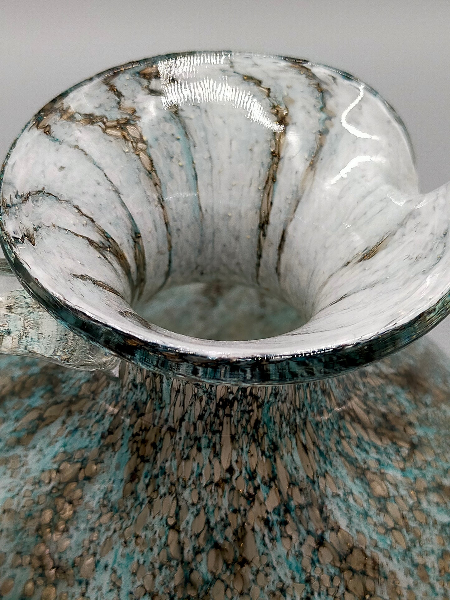 Murano Stil Glas Krug in Türkis Kunstvoller Krug mit Henkel