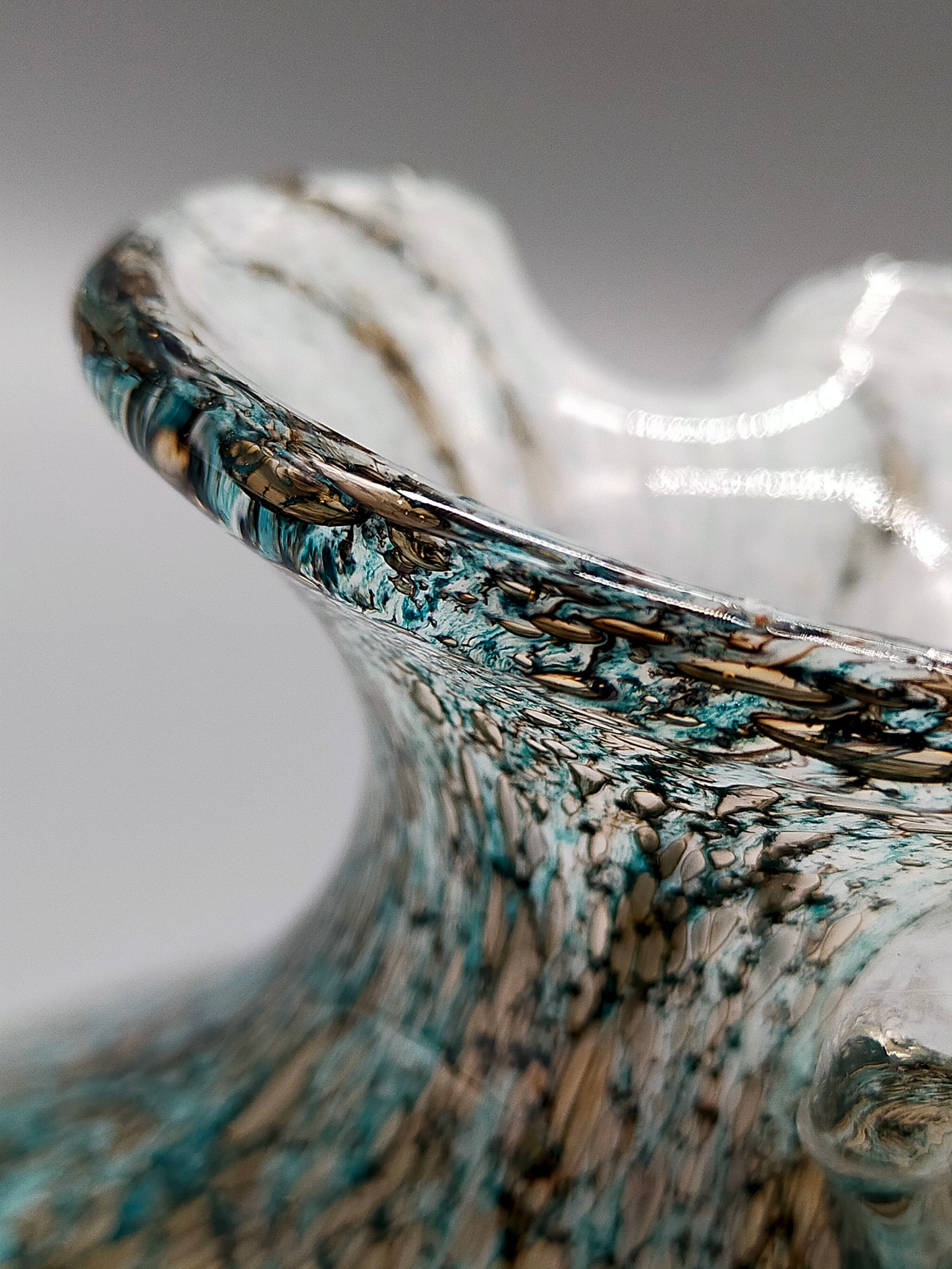 Murano Stil Glas Krug in Türkis Kunstvoller Krug mit Henkel