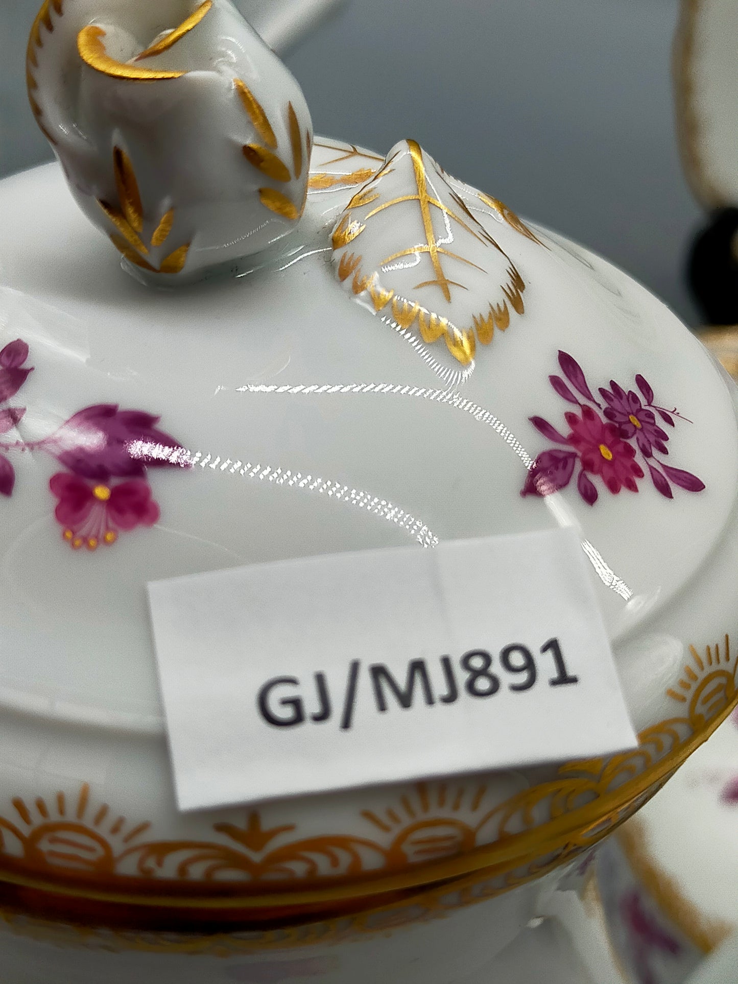 Seltenes Meissen Kaffeeservice Purpur Rose Reich Vergoldet für 5 Personen