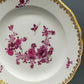 Meissen Purpur Rose Reich – 3er Set Prunk Teller mit Goldrand