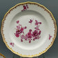 Meissen Purpur Rose Reich – 3er Set Prunk Teller mit Goldrand