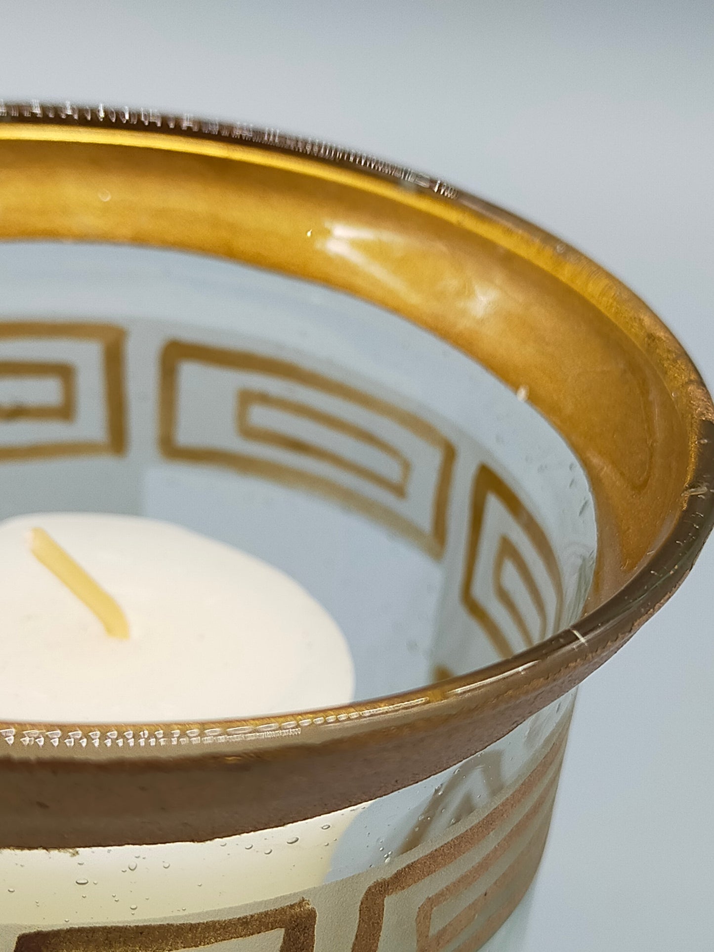 Edler Glas Windlicht Pokal mit Golddekor Antiker Stil