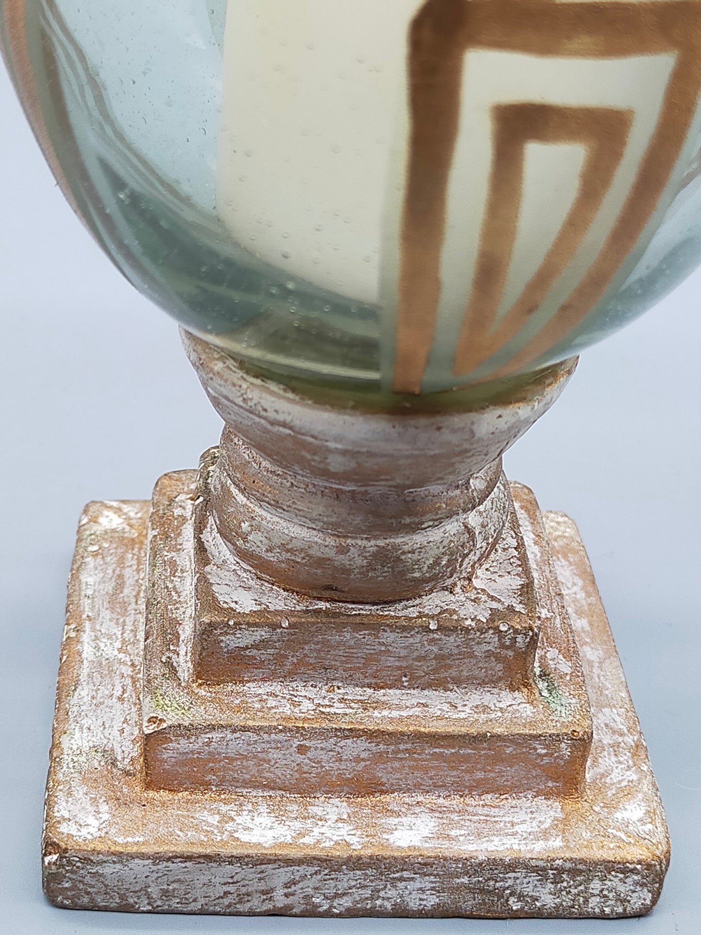 Edler Glas Windlicht Pokal mit Golddekor Antiker Stil